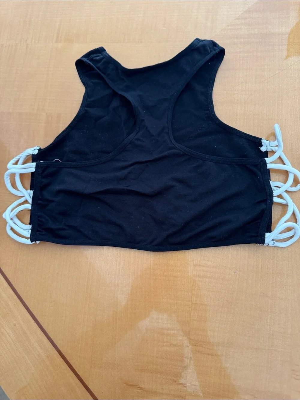 Free People Black Crop Top with White Side Straps